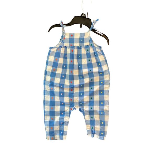 Hanna‎ Andersson Toddler Gingham Spring Romper Blue White Size 12 to 18 Months - Picture 1 of 7